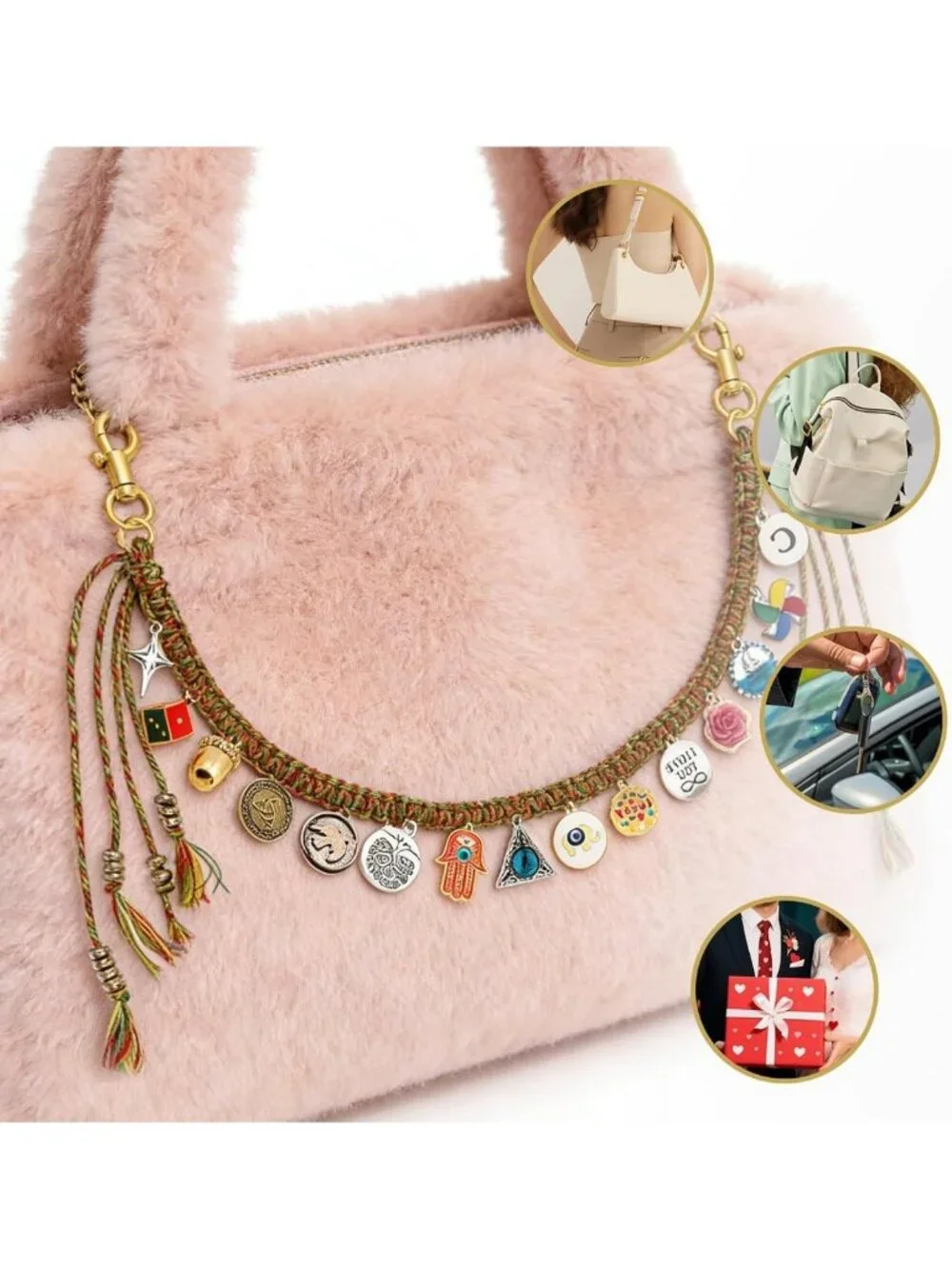 Stylish Beaded Rope Bag Extender Chain for Handbags, Purses & Backpacks